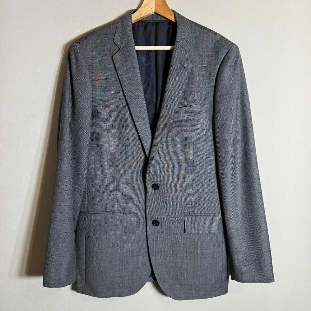 J. Crew Ludlow Slim-Fit Suit Jacket Sport Coat Blazer Mens 38R Gray Italian Wool
